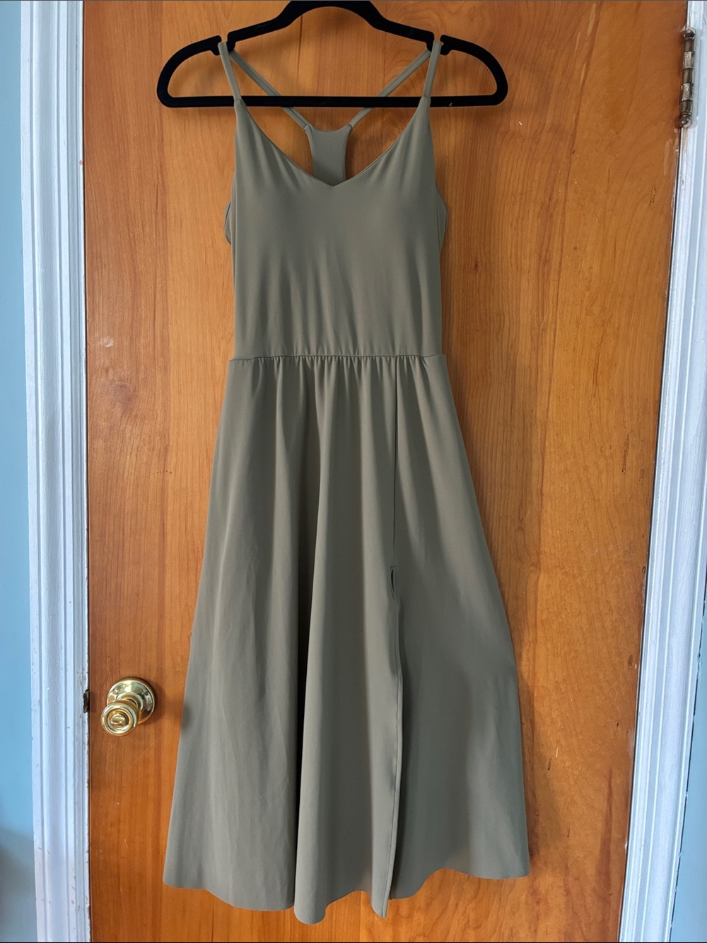 Source Unknown Olive Green Maxi Dress with Spaghetti Straps